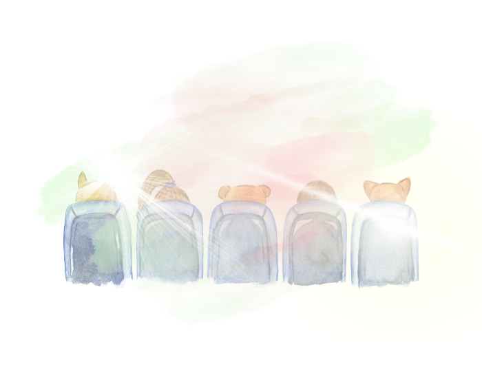 舞台にキラキラ照明が当たっているイラスト